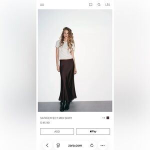 Zara Satin Effect Midi Skirt